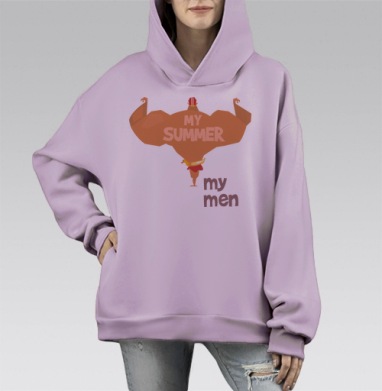 Ироничная футболка с мускулистым мужчиной и летним принтом, Hoodie Mono Fiolet, оверсайз, утепленная