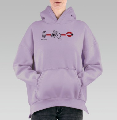 Ироничная инструкция треш шик ирония keep trashy, Hoodie Oversize Fiolet, утепленная