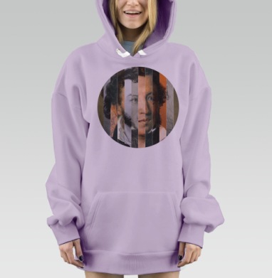 Калейдоскопический Портрет Александра Пушкина, Hoodie Mjhigh Dig Mel, Fiolet, утепленная
