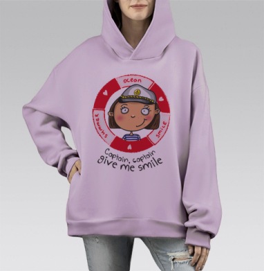Капитан-капитан-улыбнитесь, Hoodie Mono Fiolet, оверсайз, утепленная