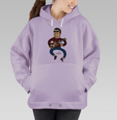 Карикатурный плакат с Брежневым-гитаристом, Hoodie Oversize Fiolet