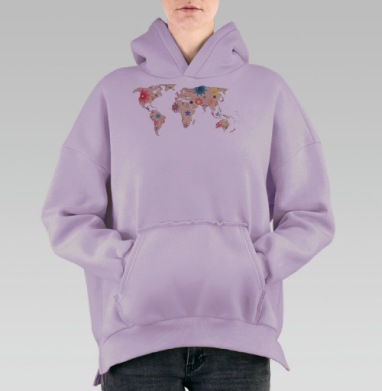 Карта мира, Hoodie Oversize Fiolet, утепленная
