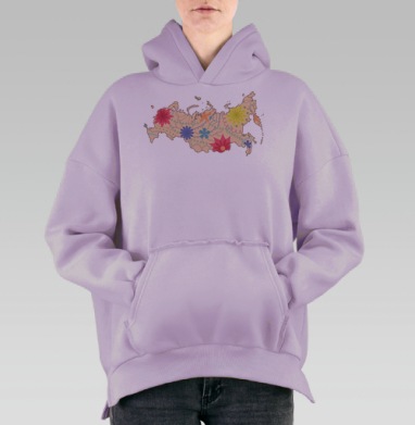 Карта России, Hoodie Oversize Fiolet, утепленная