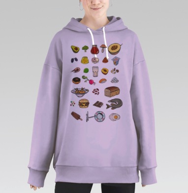 Каталогизация продуктов питания и предметов сервировки на сетке, Hoodie Long Oversize Fiolet