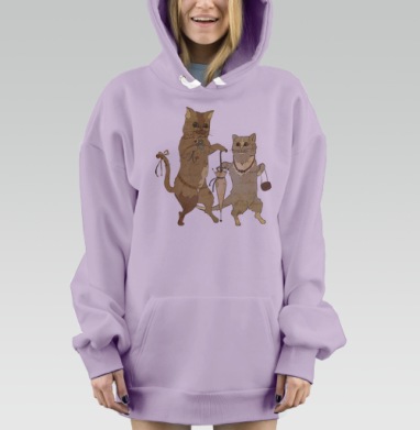 Katzen / Кошки, Hoodie Mjhigh Dig Mel, Fiolet, утепленная