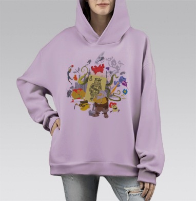 King / Король Пик герб поколения консолей яркий творческий беспорядок, Hoodie Mono Fiolet, оверсайз, утепленная