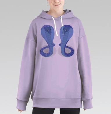 Кобры с цветочным узором, Hoodie Long Oversize Fiolet