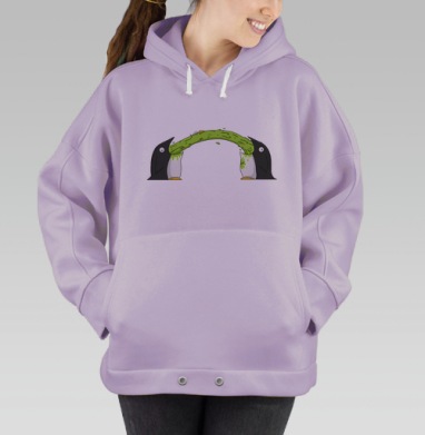 Комичный обмен пингвинов с яркой зеленой массой, Hoodie Oversize Fiolet