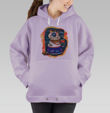 Кошка в мексиканском костюме Viva la Frida, Hoodie Oversize Fiolet
