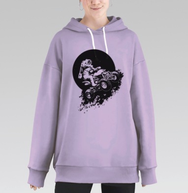 Космонавт на квадроцикле, луна, Hoodie Long Oversize Fiolet