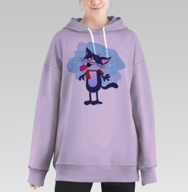 Кот и снег, Hoodie Long Oversize Fiolet