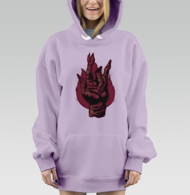 Коза чернокнижника., Hoodie Mjhigh Dig Mel, Fiolet, утепленная
