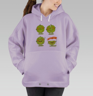 Лайм в разных видах нарезки Lime in Different Cuts, Hoodie Oversize Fiolet