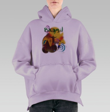 Лето. Солнце. Бразилия. Футбол, Hoodie Oversize Fiolet, утепленная