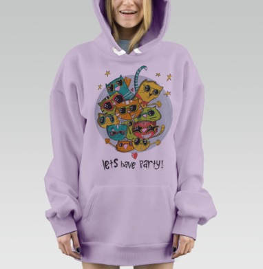 Lets have a party / Устроим вечеринку, Hoodie Mjhigh Dig Mel, Fiolet, утепленная