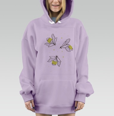 Летящие светлячки ночью, Hoodie Mjhigh Dig Mel, Fiolet, утепленная