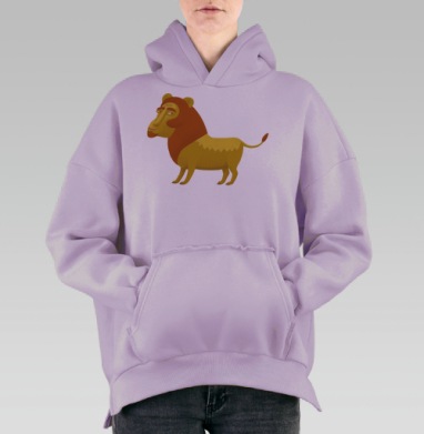 Лев (Живая Азбука), Hoodie Oversize Fiolet, утепленная