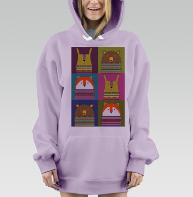 Лис_медвед и заяц, Hoodie Mjhigh Dig Mel, Fiolet, утепленная