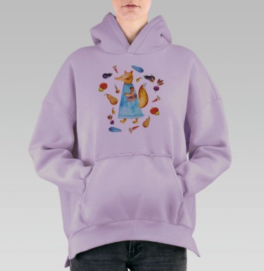 ЛИСА время обедать!, Hoodie Oversize Fiolet, утепленная