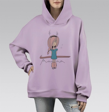 Little surprise / Маленький сюрприз, Hoodie Mono Fiolet, оверсайз, утепленная