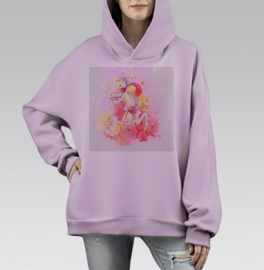Лошадь в очках, Hoodie Mono Fiolet, оверсайз, утепленная