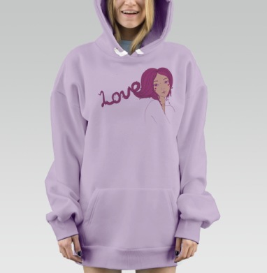 Love is in the hair  / Любовь в волосах, Hoodie Mjhigh Dig Mel, Fiolet, утепленная