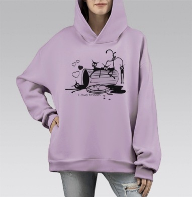 Love trash, Hoodie Mono Fiolet, оверсайз, утепленная