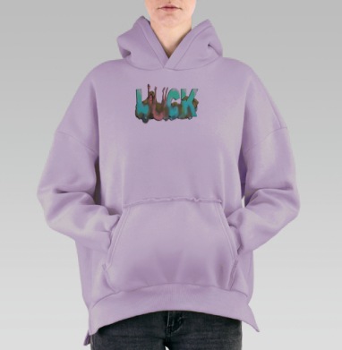 LUCK / УДАЧА, Hoodie Oversize Fiolet, утепленная