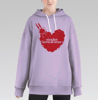 Любовь и война символ страсти и разрушения, Hoodie Long Oversize Fiolet