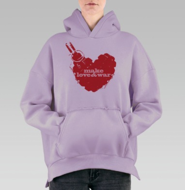 Любовь и война символ страсти и разрушения, Hoodie Oversize Fiolet, утепленная