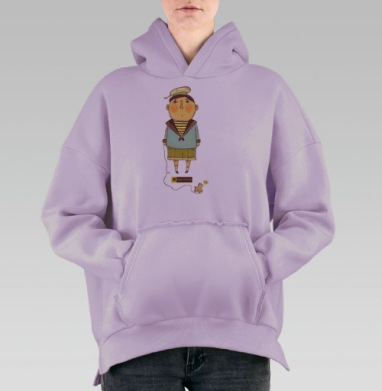 Мальчик-моряк с игрушечной лошадкой – детская нежность, Hoodie Oversize Fiolet, утепленная