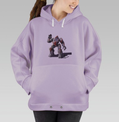 Массивный боевой мех с пилотом позирует на переднем плане, Hoodie Oversize Fiolet