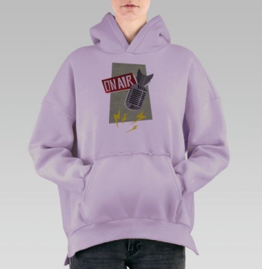 Media bomb  / Информационная бомба, Hoodie Oversize Fiolet, утепленная