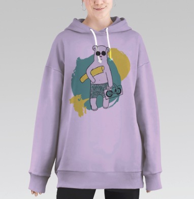 Медведь на пляже, Hoodie Long Oversize Fiolet