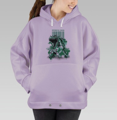 Механический динозавр PITBULL 2056 в стиле киберпанк, Hoodie Oversize Fiolet