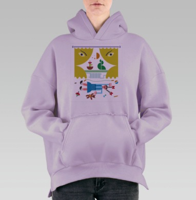 Механическое сердце и внутренние органы робота, Hoodie Oversize Fiolet, утепленная