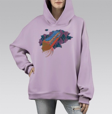 Механическое сердце – Механическое сердце в груди, Hoodie Mono Fiolet, оверсайз, утепленная