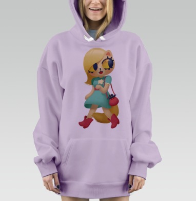 Милая антропоморфная лиса в элегантном платье, Hoodie Mjhigh Dig Mel, Fiolet, утепленная