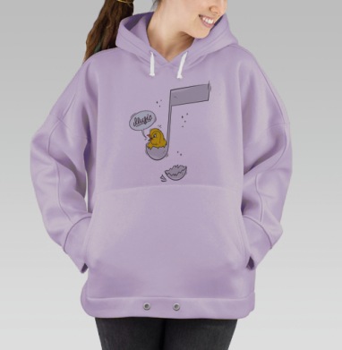 Милый жёлтый птенец и музыкальная нота, Hoodie Oversize Fiolet