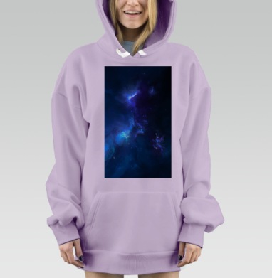Мистическая космическая сцена в синих и фиолетовых тонах, Hoodie Mjhigh Dig Mel, Fiolet, утепленная