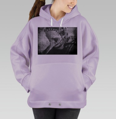 Мистическая маска чумного доктора в стилистике постапокалипсиса, Hoodie Oversize Fiolet