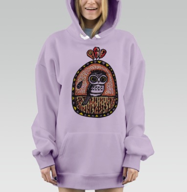 Мистическая сова в этническом стиле – декоративное панно, Hoodie Mjhigh Dig Mel, Fiolet, утепленная