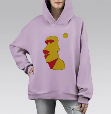 Моаи, Hoodie Mono Fiolet, оверсайз, утепленная