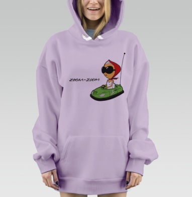 Модная девушка на миниатюрном зеленом автомобиле с драйвом ZOOM ZOOM, Hoodie Mjhigh Dig Mel, Fiolet, утепленная