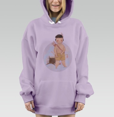 Молодой, смелый индеец, Hoodie Mjhigh Dig Mel, Fiolet, утепленная