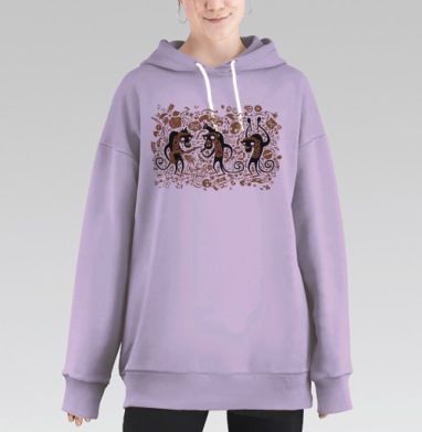 Monkeys and music / Обезьяны и музыка, Hoodie Long Oversize Fiolet