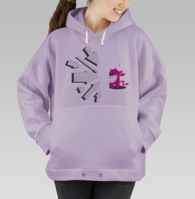Монстр под прицелом белых стрелок атакует маленького розового монстра, Hoodie Oversize Fiolet