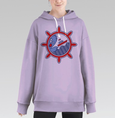 Морская Буря с Чудовищем в Красном Штурвале, Hoodie Long Oversize Fiolet