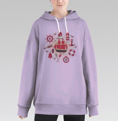 МОРСКИЕ ПУТЕШЕСТВИЯ, Hoodie Long Oversize Fiolet