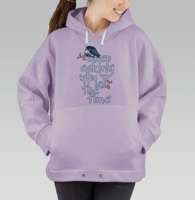 Мотивирующая картина с мудрой птицей и посланием, Hoodie Oversize Fiolet